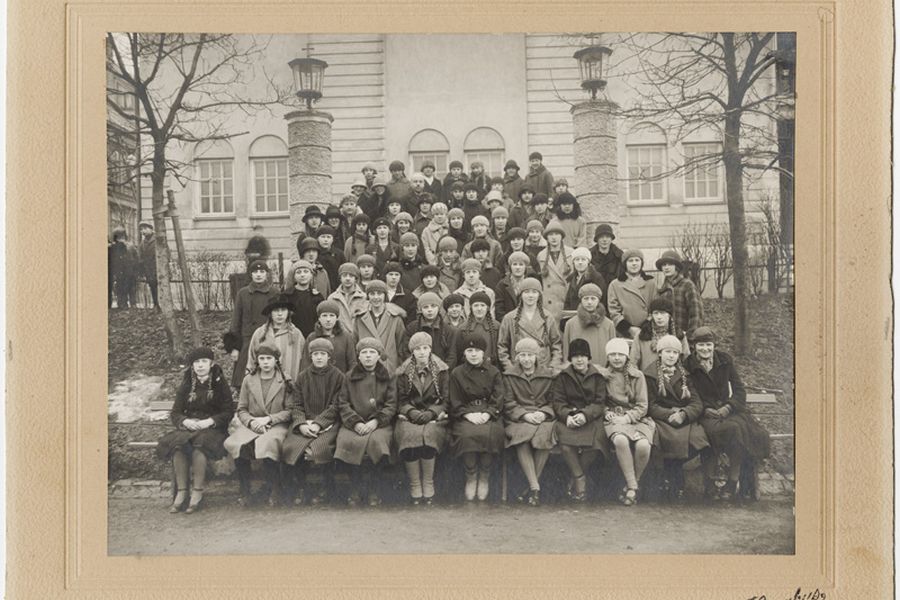 Seventh grade school class of girls from Bispehaugen School, 1930's.