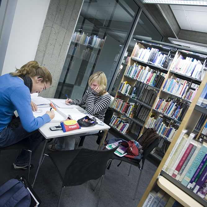 Picture of students in the library