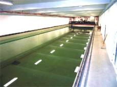 Hall with towing sledge at far end