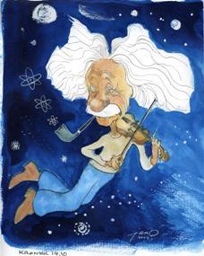 Albert Einstein. Tegnet av Jan O. Copyright: Jan O. Henriksen