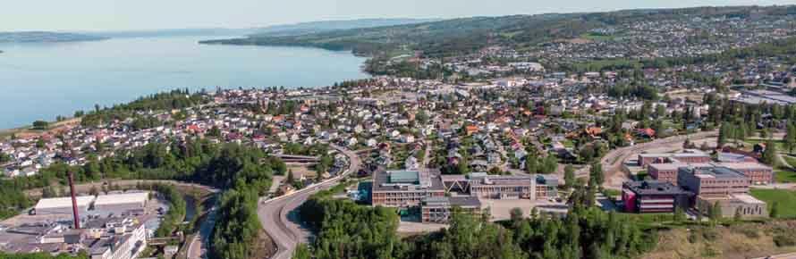 Aerial photograph of NTNU Gjøvik campus.