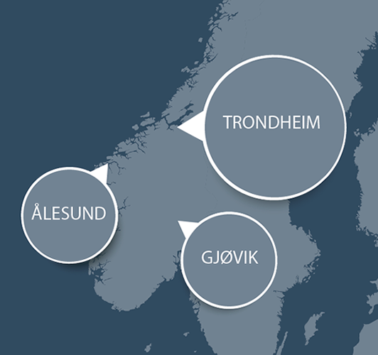 Map: Trondheim - Gjøvik - Ålesund