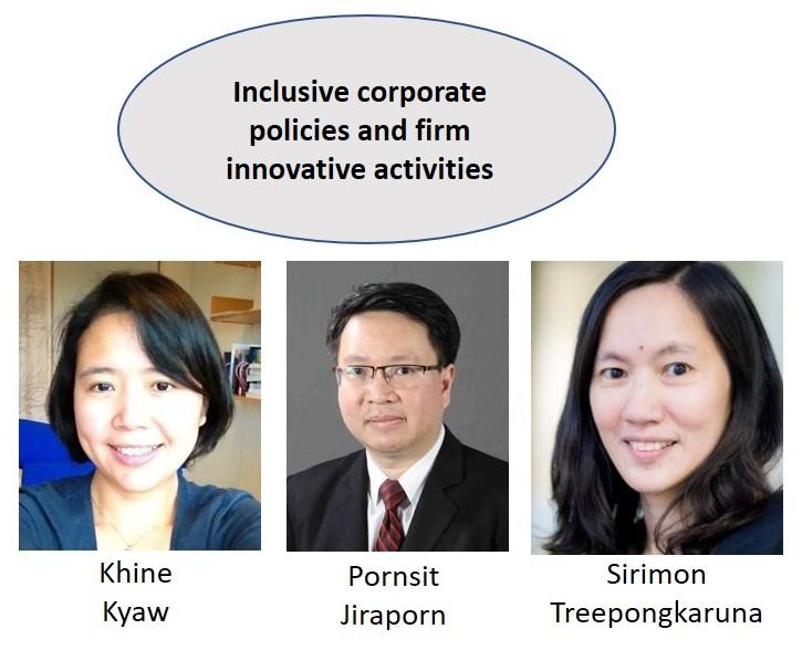 Text says Inclusive corporate policies and firm innovative activities. Photo. 