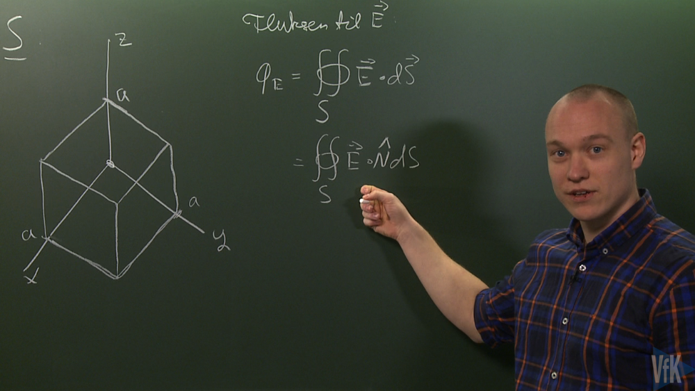 Screenshot fom video. Man standing in front of a blackboard with equations.