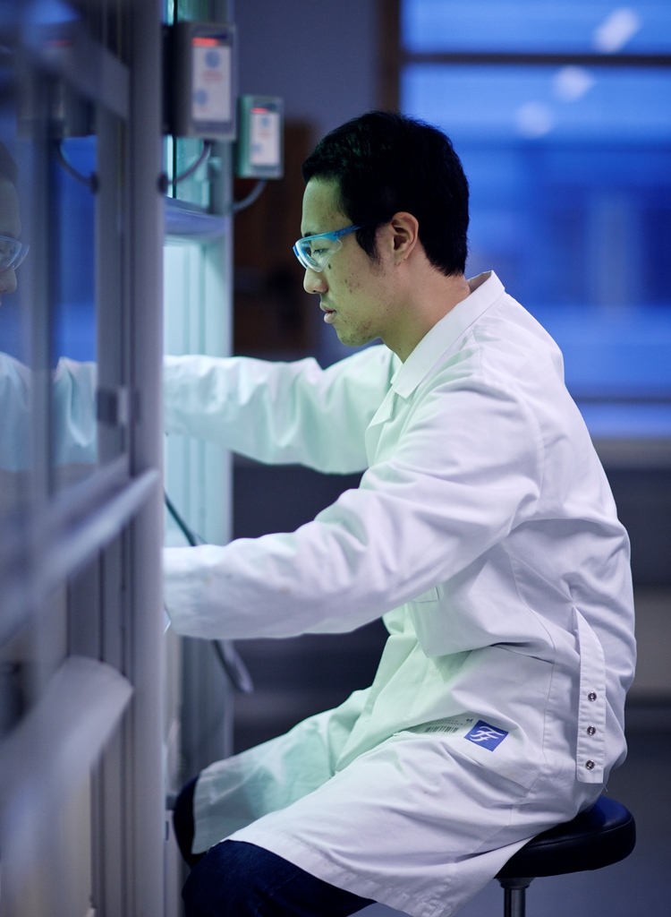 Takeshi Saito working in the sample preparation laboratory. Photo