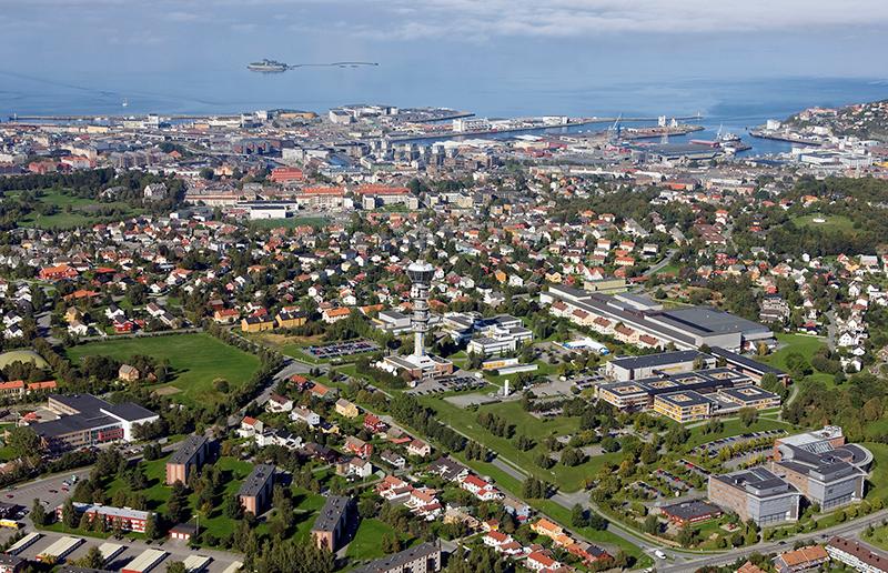 Aerial photo of Tyholt in Trondheim