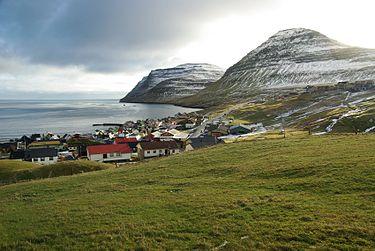 The village of Syðrugøta on the east coast of the Faroese island of Eysturoy. Photo.