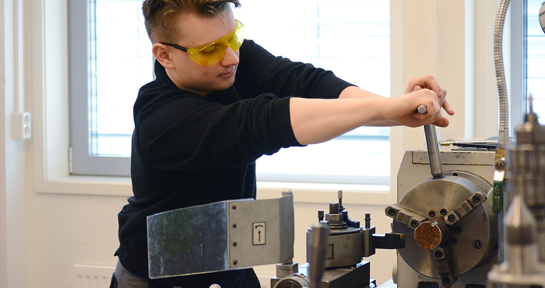 student working in lab