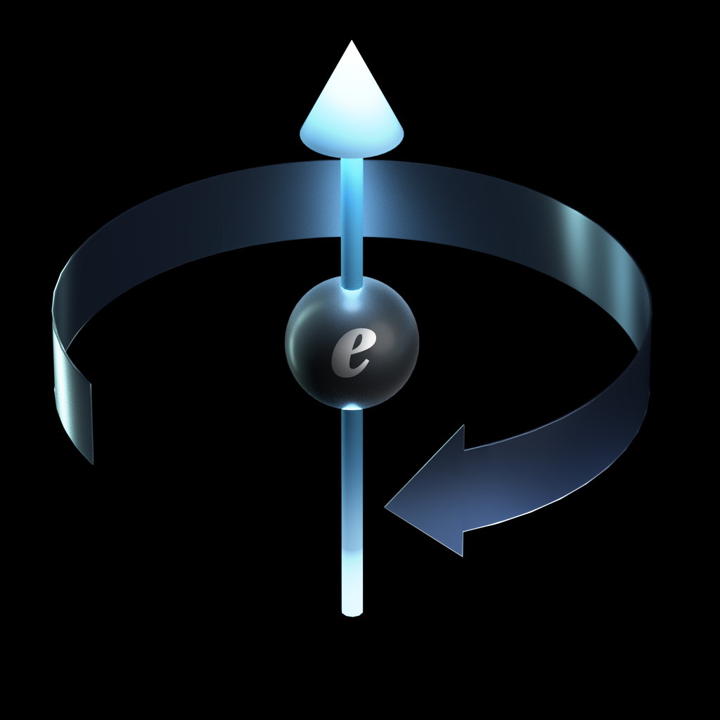 Electronic spin clockwise. Illustration