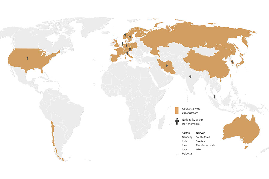World map showing the locations of international partners