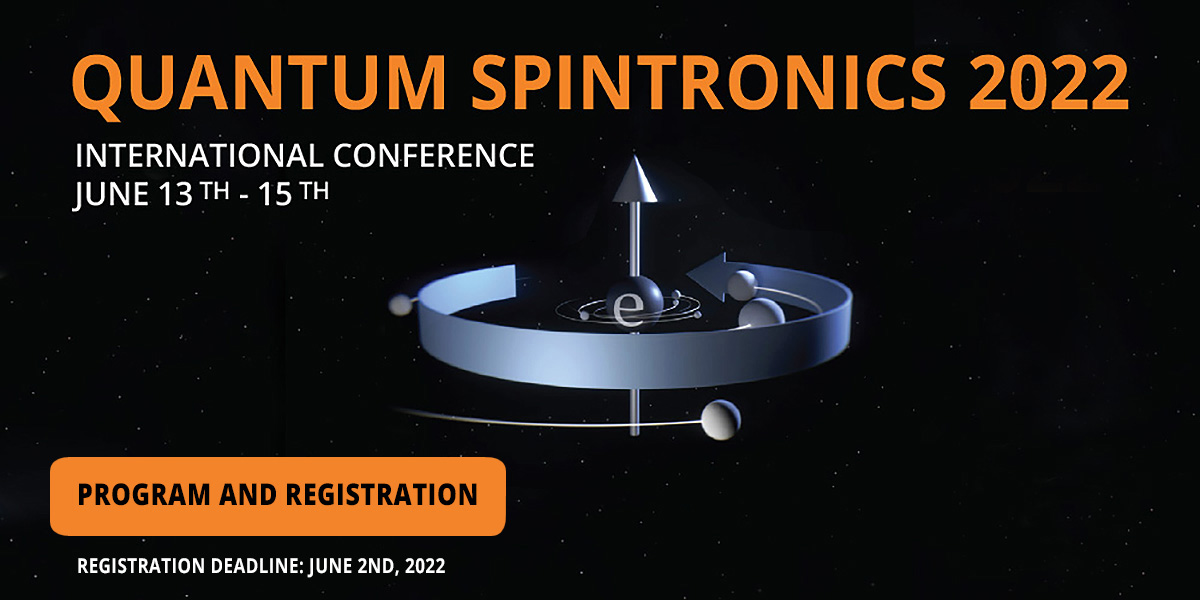 Banner with text: Quantum Spintronics International Conference June 13-15 - Program and registration