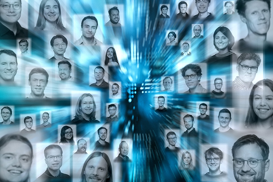 Photo from above of the QuSpin staff. Photo