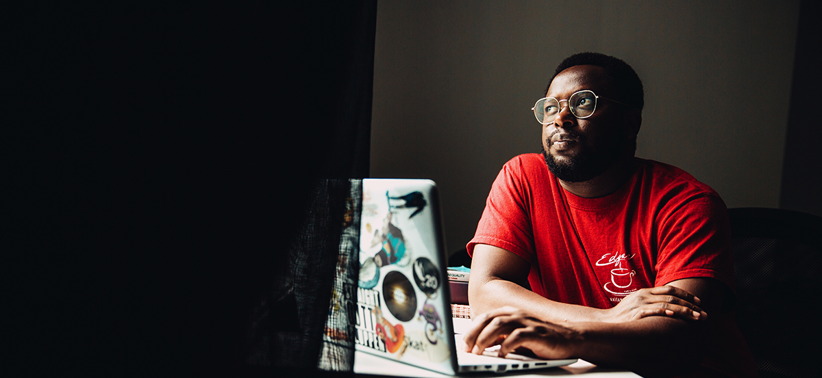 Student in front of laptop