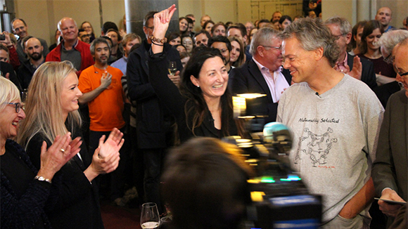 Celebrating the Nobel Prize at NTNU. Photo: Nancy Bazilchuk/NTNU.