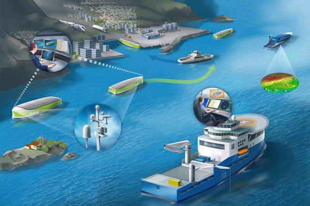 Illustration of autonomous vessels using sensor fusion and collision avoidance