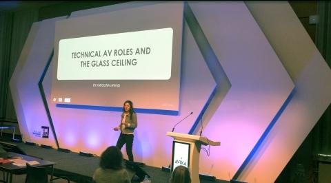 Karolina Jawad speaking. Photo