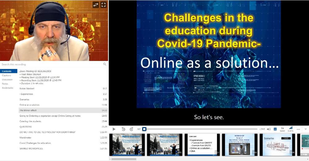 COMETa Conference 2020, Robin Støckert doing a presentation. Screen shot