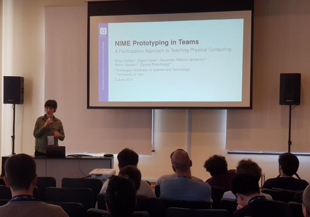 Anna Xambó speaking at NIME 2019. Photo