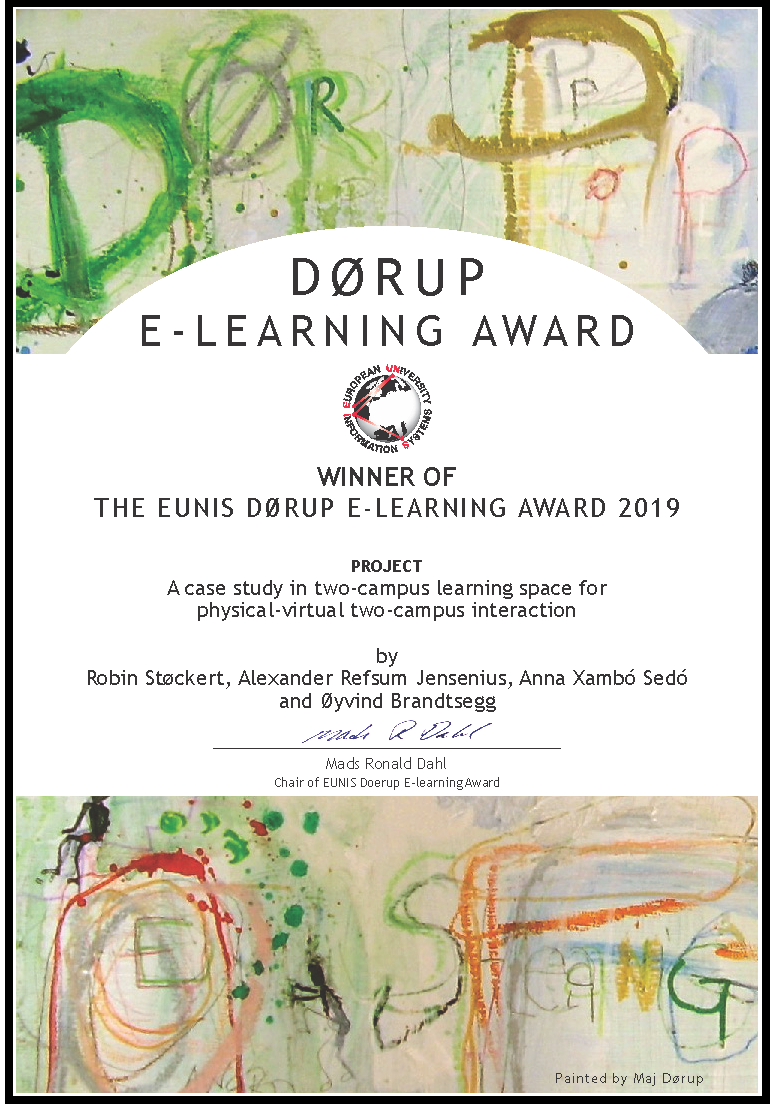 Diploma, Dørup e-learning award 2019 to Salto project. Photo