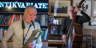 Alterhaug and Inderberg playing saxophone and cello.