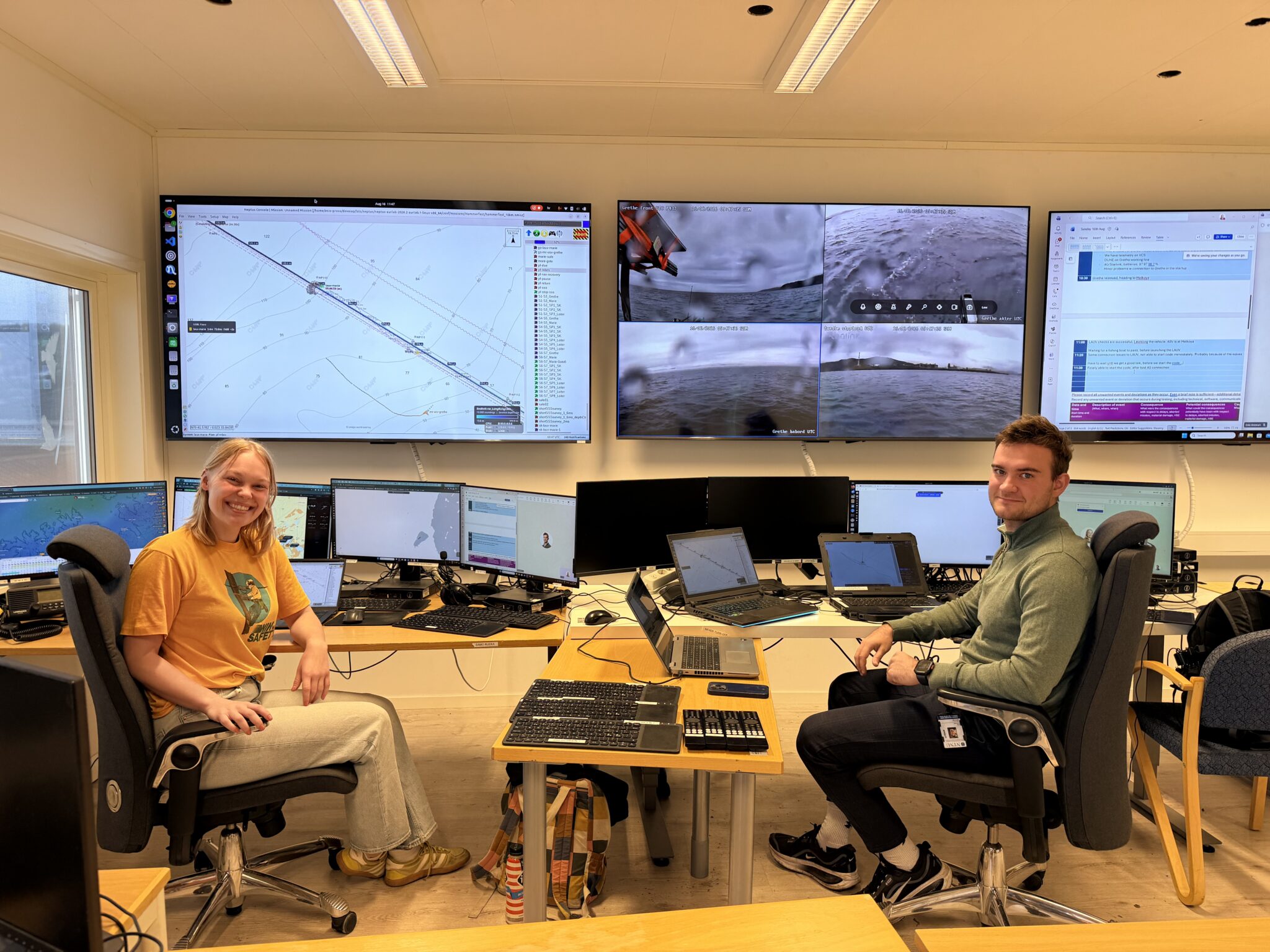 Two PhD Students in a control room