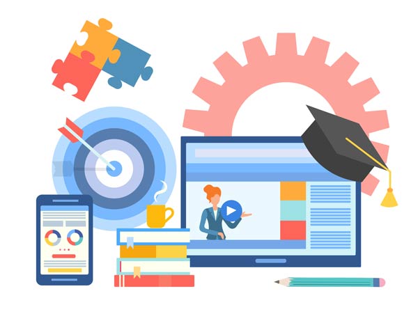 Vector illustration online learning courses and online tools