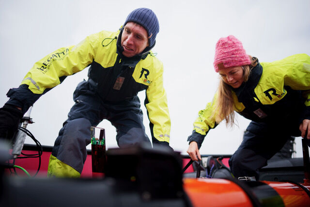 Martin Ludvigsen and Ingrid Utne in front of LAUVs