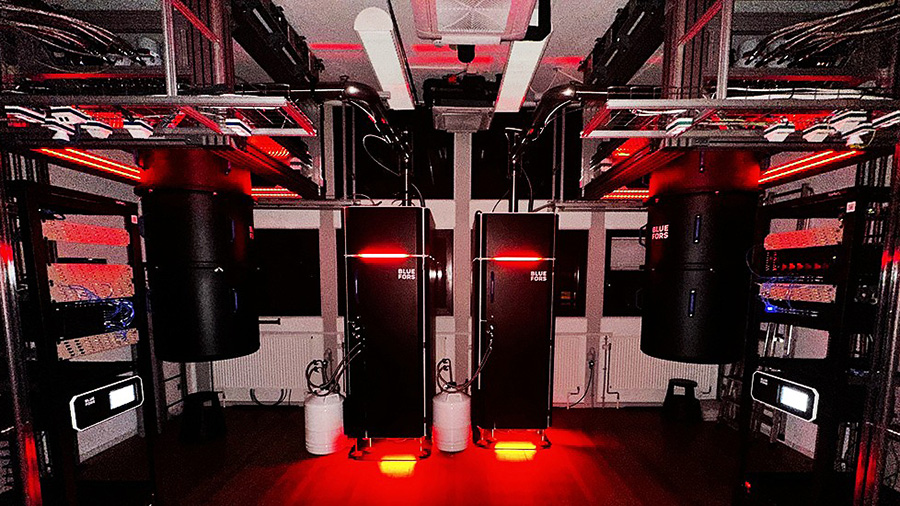 Computers and servers in a room