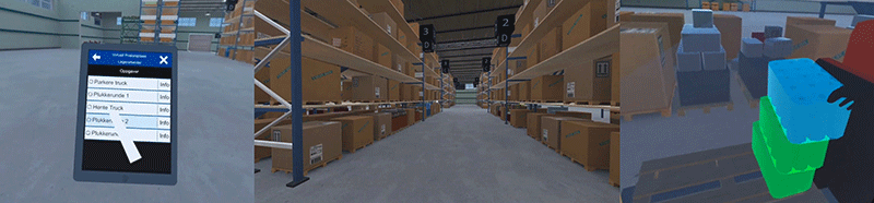 Warehouse in VR. Illustration