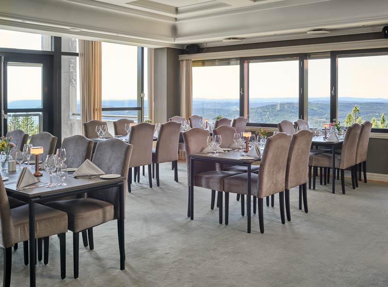 The hotel restaurant.