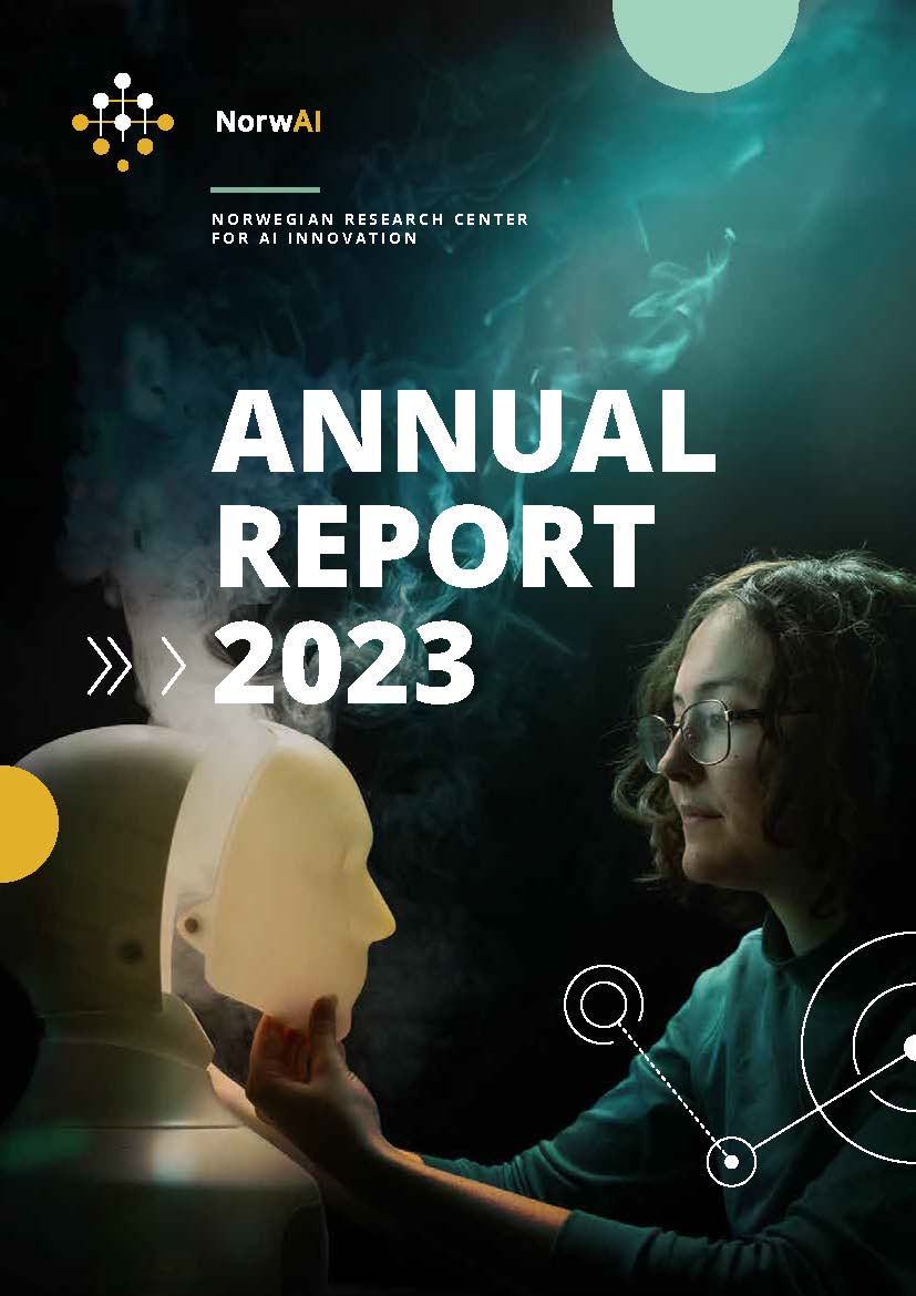 Picture of the front page of NorwAI Annual Report 2023, including link to the pdf