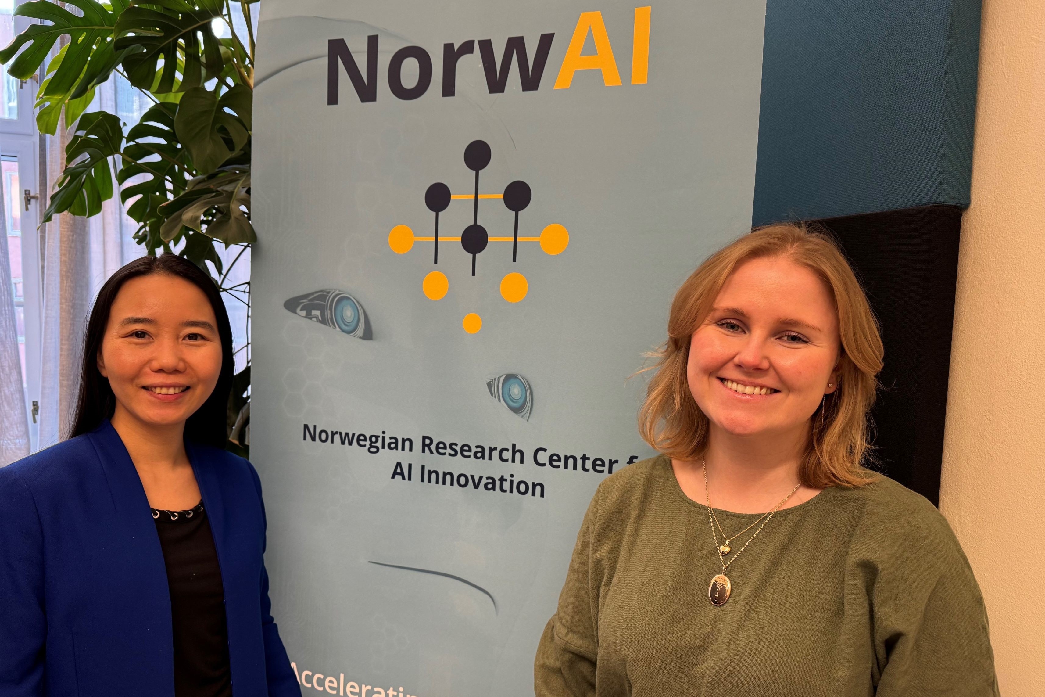 Associate professor Nhien Nguyen and Assistant professor Ingrid Berg Sivertsen visiting NorwAI