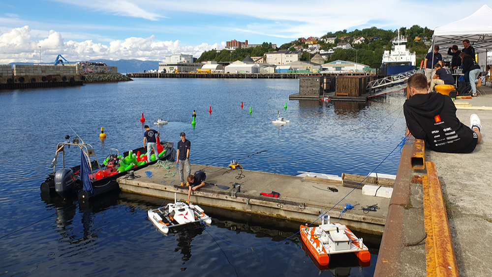 researchers working near water