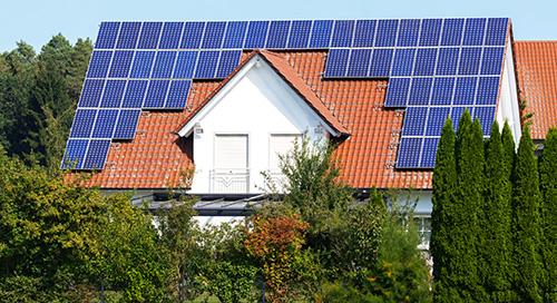 House with solar panels. Photo