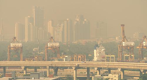 Polluted city. Photo