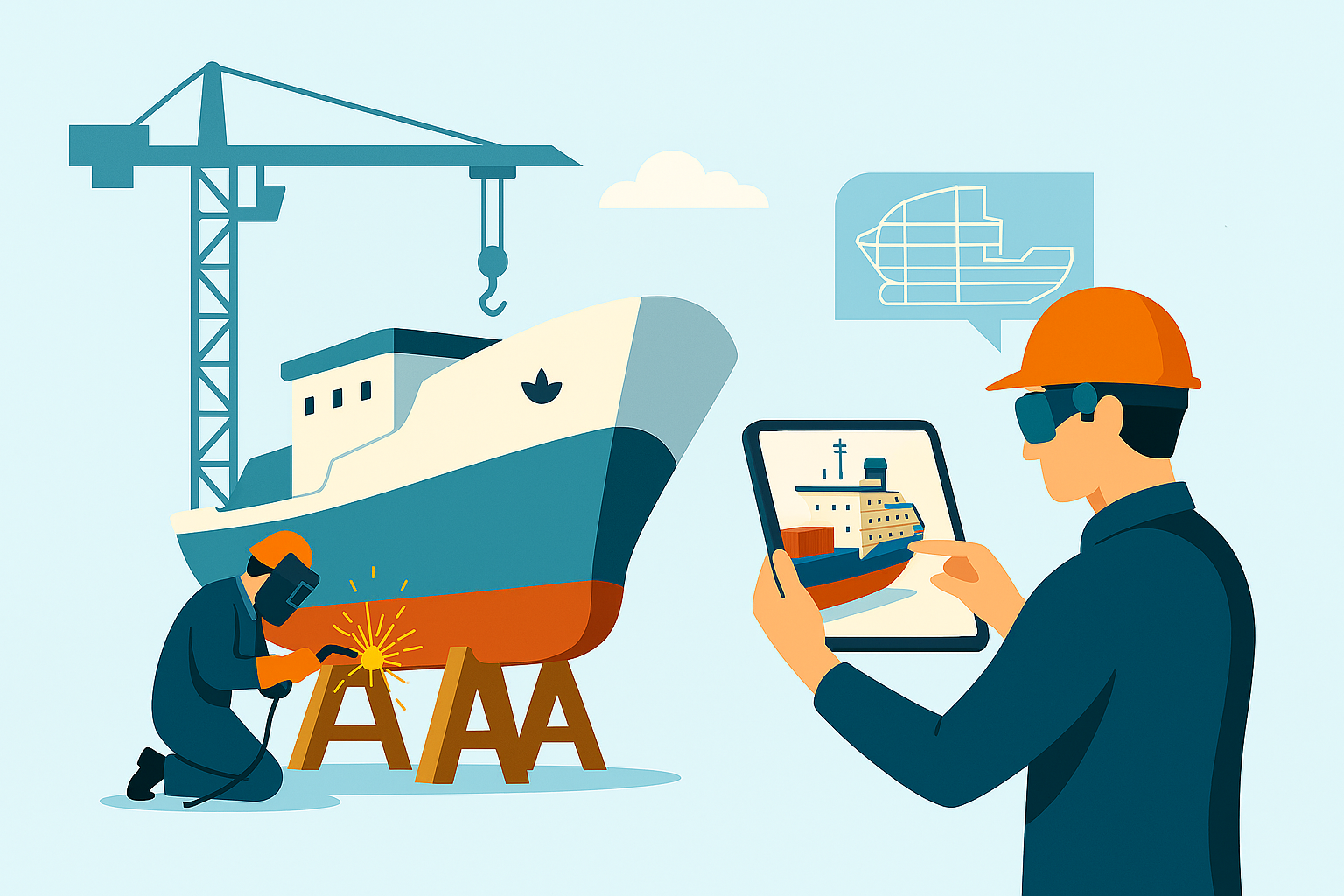 AI generated image with a ship in the rough waters