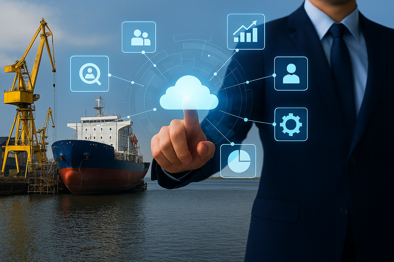 AI generated image with a ship in the rough waters