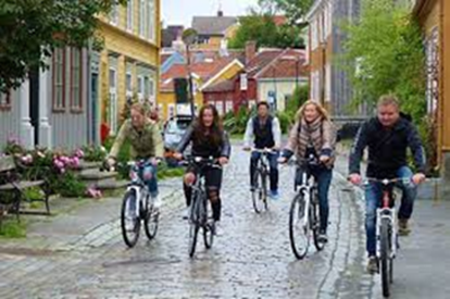View of biking in an old city. Photo