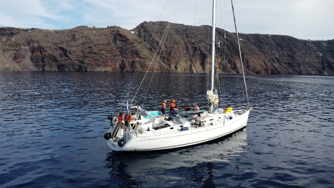 Field sampling in action (Santorini, Greece)