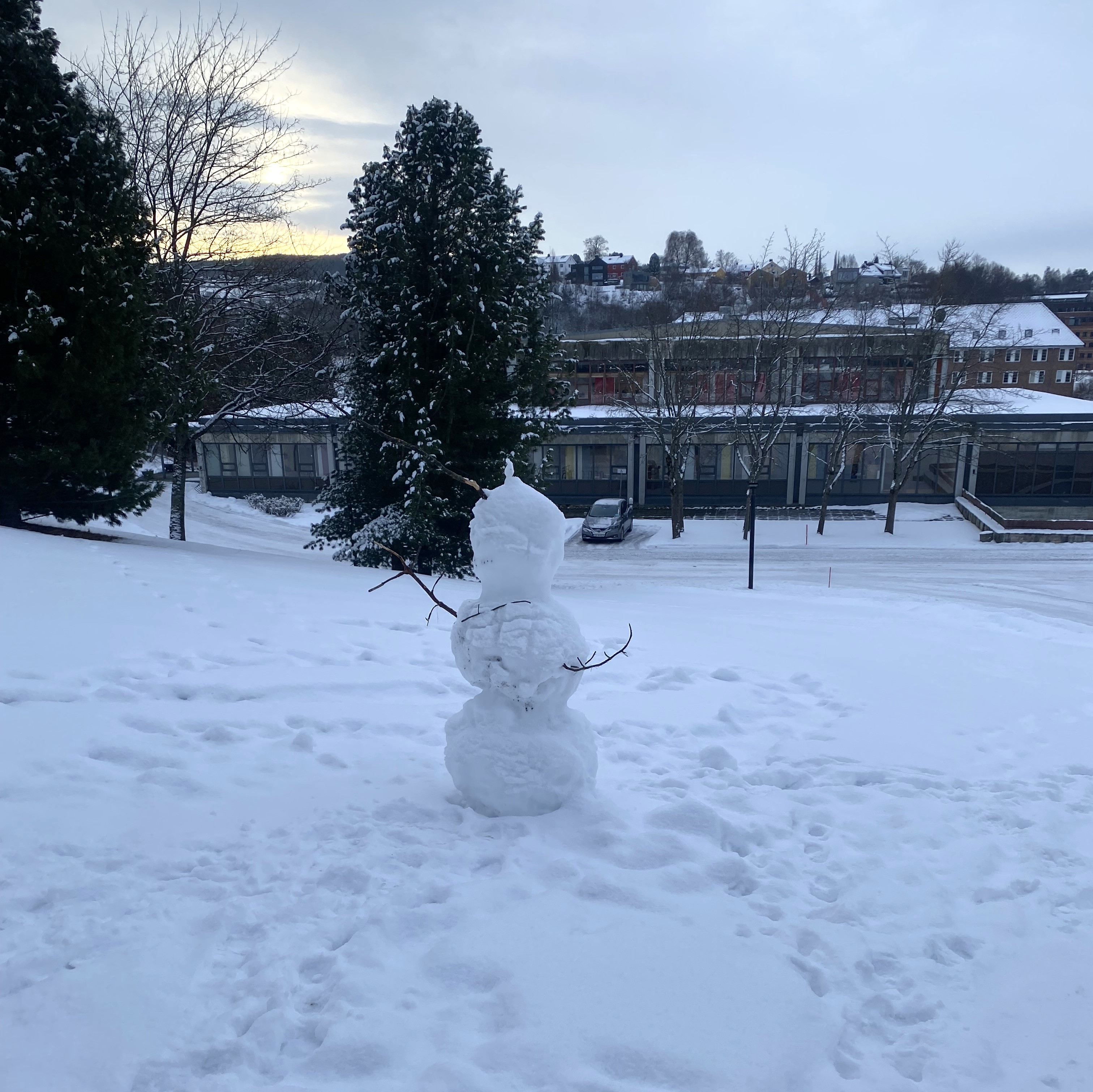 WAITING TIME: While we wait for the spring to come, some people have at least enjoyed the park slope while constructing a tall and proud snowman or lady.