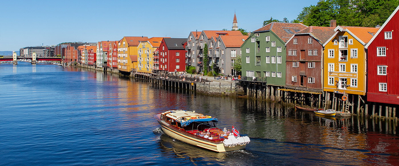 The old wharves by Nidelven river in Trondheim
