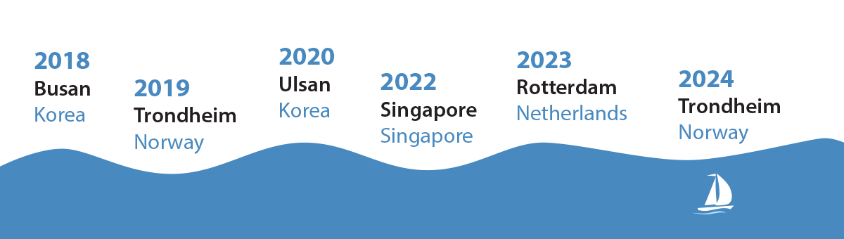 Previous conferences: 2018: Busan, Korea; 2019: Trondheim, Norway; 2020: Ulsan, Korea; 2021 Singapore; 2023: Rotterdam, Netherlands;