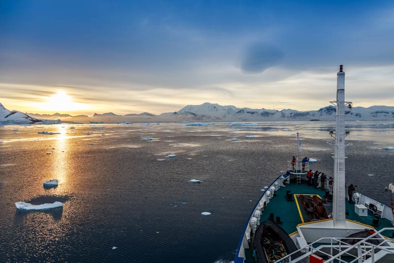 Boat in arctic waters. Photo