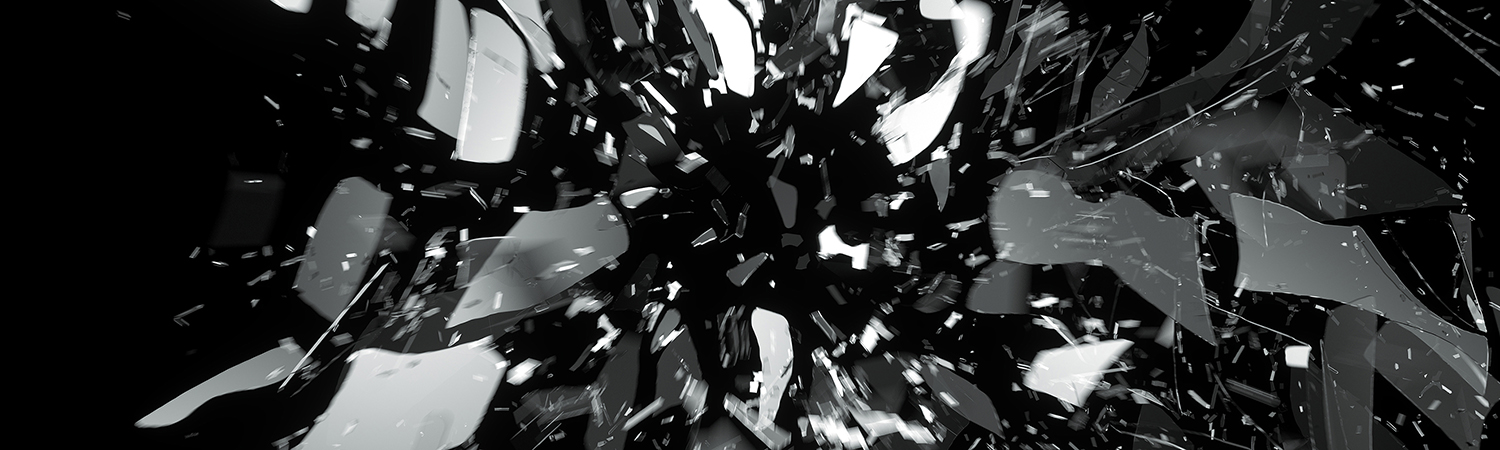 Broken glass flying in the air. Photo: Colourbox