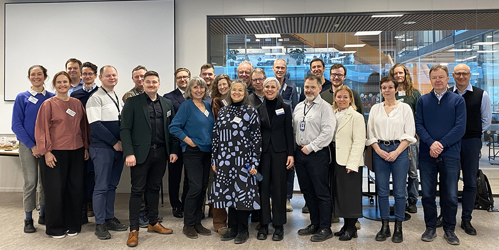 Group photo with smiling people