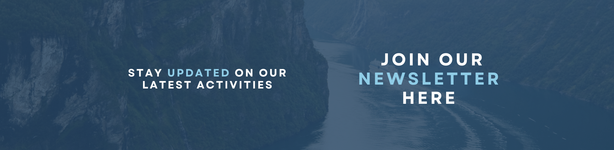 Image with text: Stay updated on our latest activities, join our newsletter here