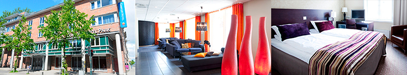 Photos of Comfort Hotel Park exterior and interior.