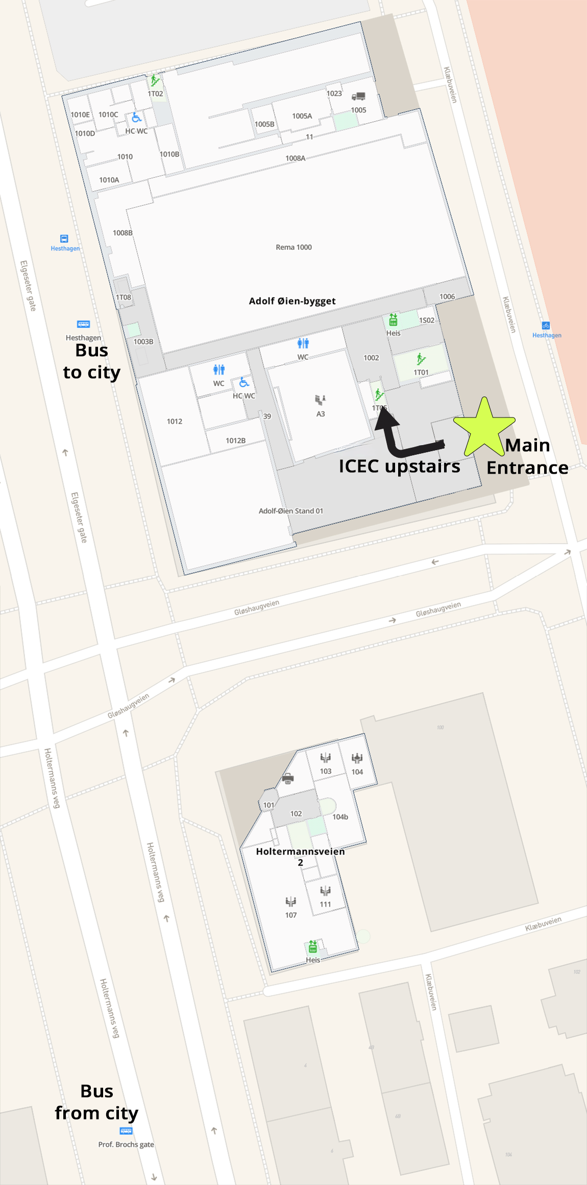 Floorplan of the first floor of the Adolf Oien Building