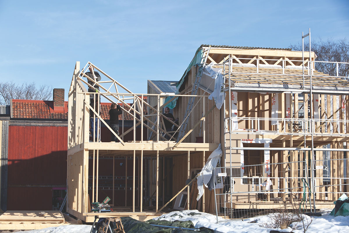 Timber framing for a house. Photo