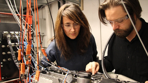 Link to the Department website. Photo of the motorlab at the Department.